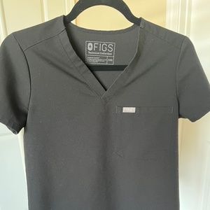 FIGS XXS One Pocket Scrub Top in Black